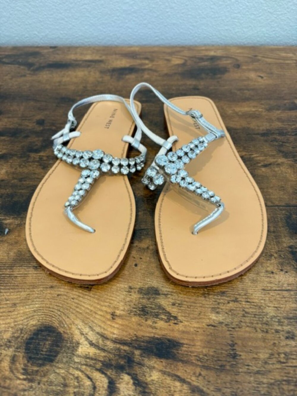 9 West Rhinestone Thong Sandals - size 8.5